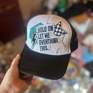 Black and White Trucker Hat with Patches